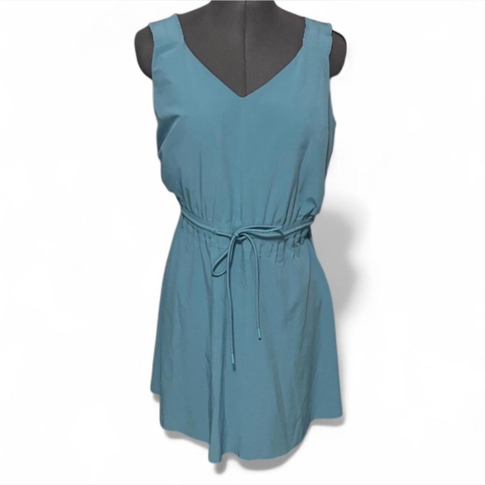Athleta Women's Blue Savannah Strap Drawstring Waist Mini Dress